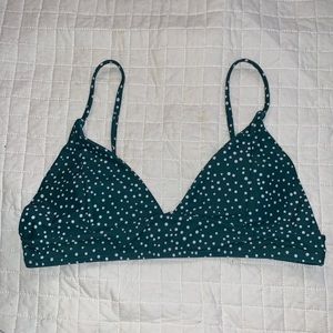 Green and White Poka Dot Bikini Top